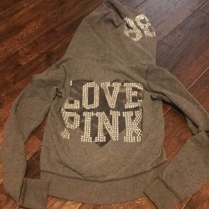 VS Pink Heather gray zip up hoodie